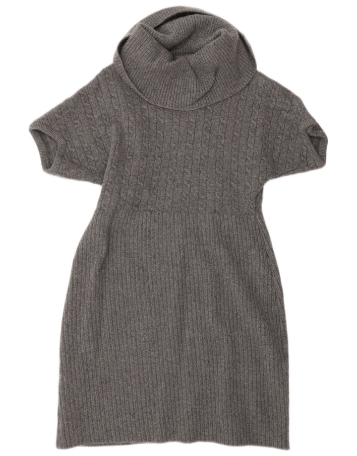 Luisa Spagnoli Abito da donna in maglione a pipistrello con collo alto UK 12 Lana grigio medio
