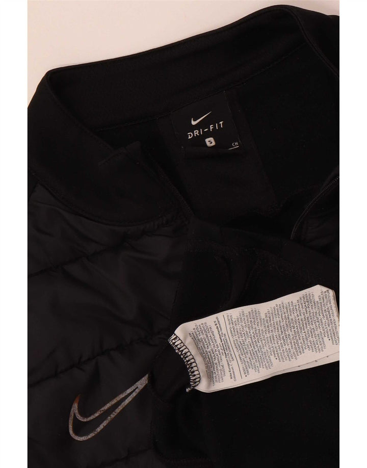 Top della tuta da ginnastica Nike Dri Fit con collo e zip da uomo, piccolo, color block nero