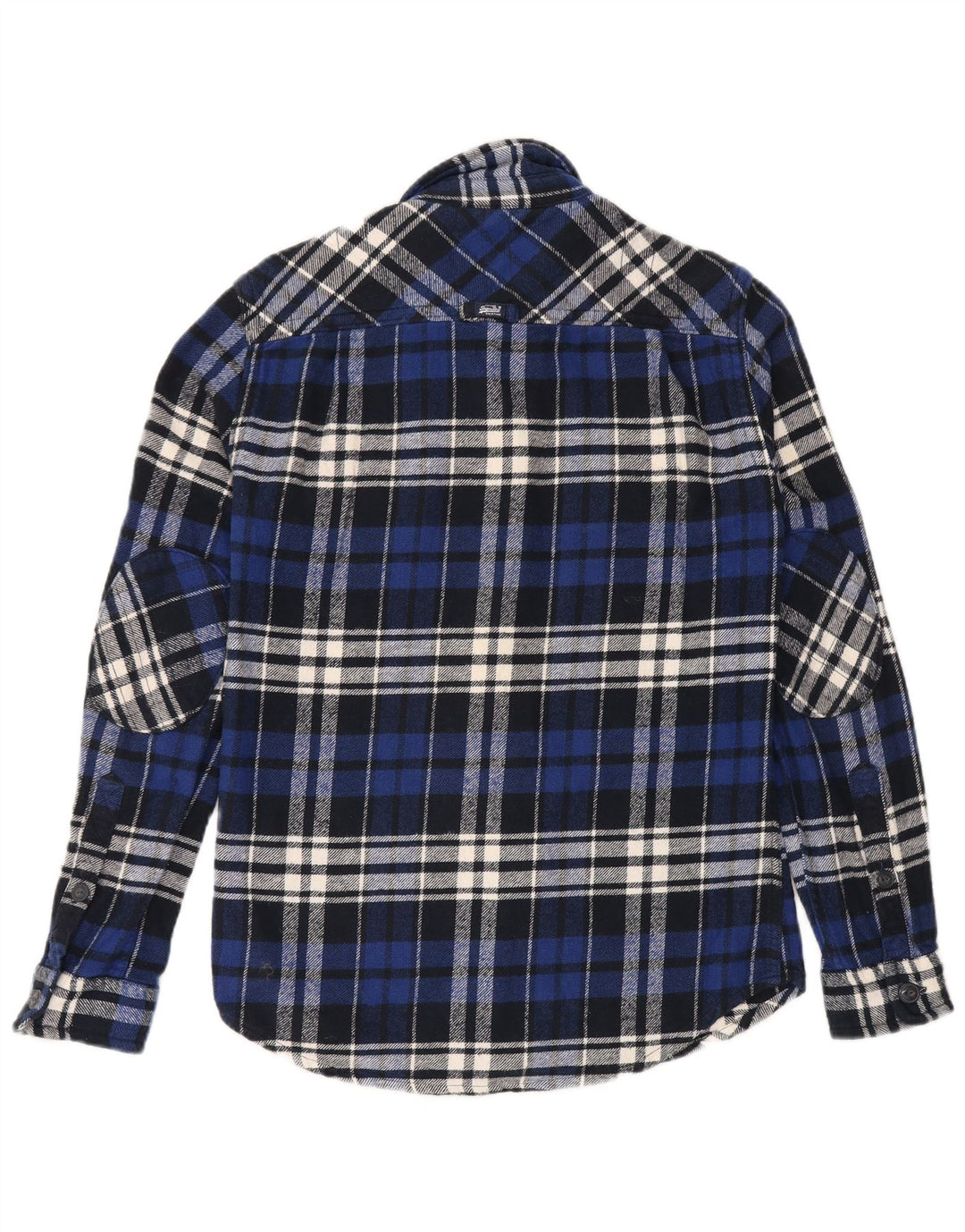Camicia da uomo in flanella SUPERDRY a quadri piccoli in cotone blu