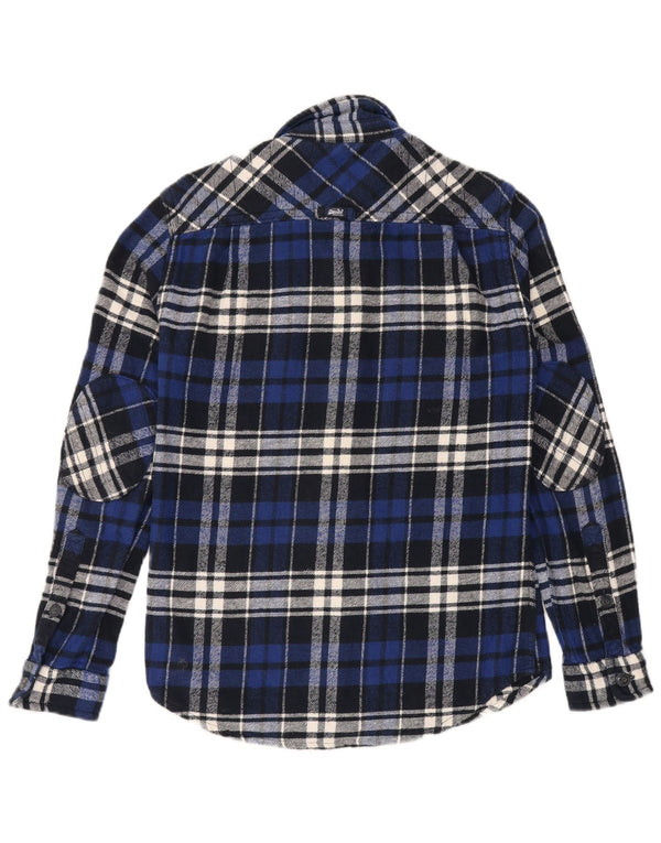 Camicia da uomo in flanella SUPERDRY a quadri piccoli in cotone blu
