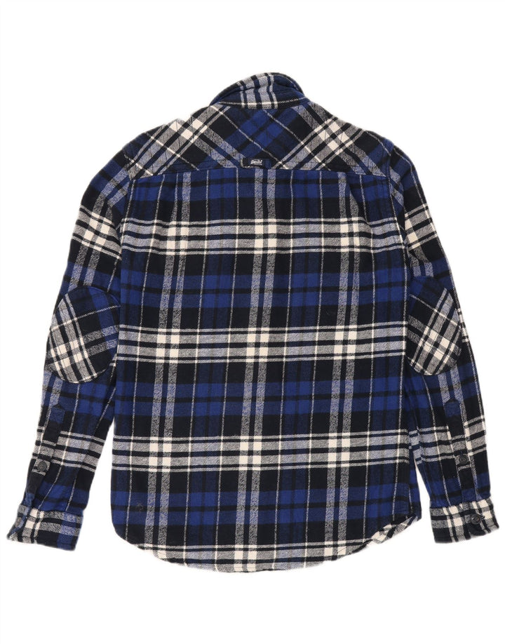 Camicia da uomo in flanella SUPERDRY a quadri piccoli in cotone blu