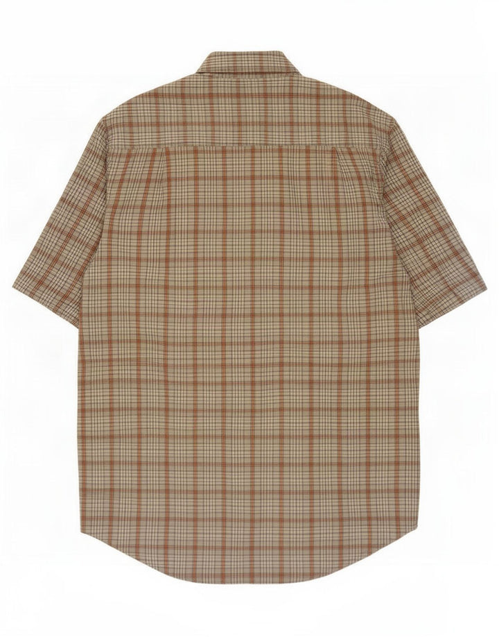 Camicia a maniche corte da uomo Timberland in cotone a quadri grigio medio