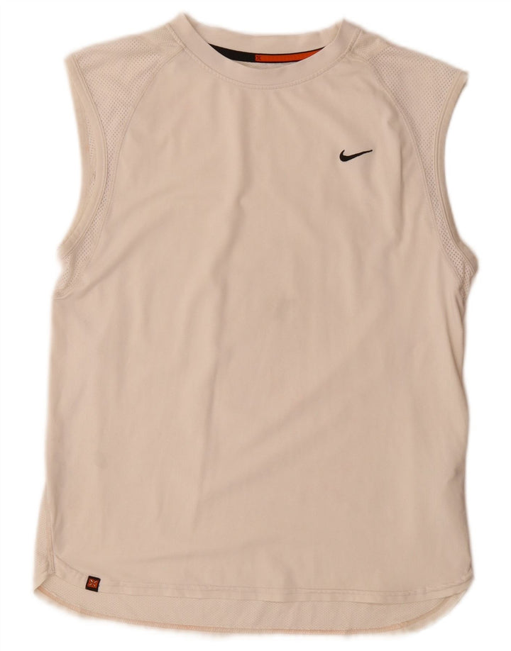 Canotta Nike da uomo piccola piccola in poliestere bianco