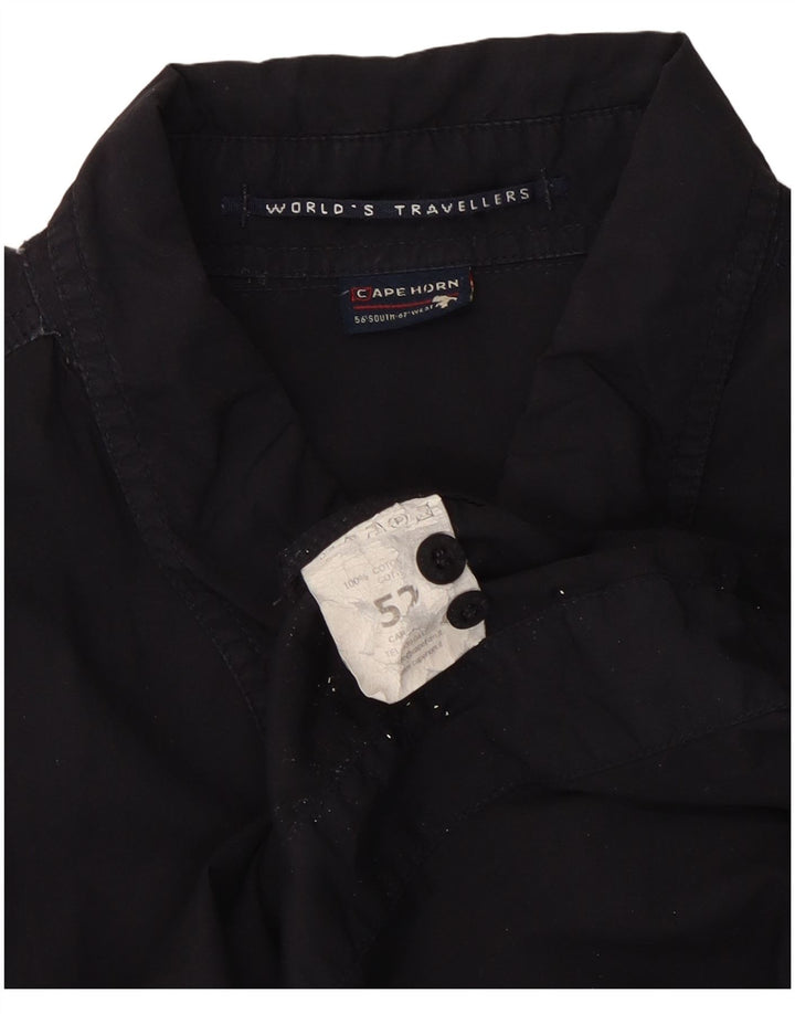 Camicia a maniche corte da uomo Cape Horn IT 52 Large in cotone blu navy