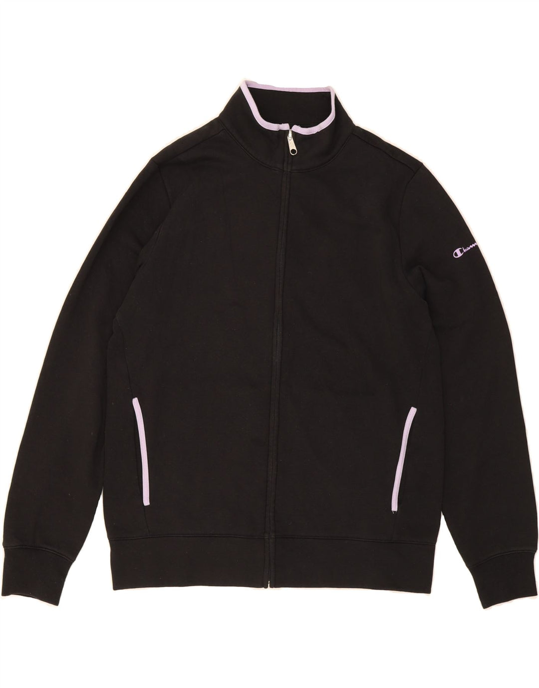 CHAMPION Womens Tracksuit Top Jacket UK 16 Large Black Cotton Vintage Champion and Second-Hand Champion from Messina Hembry 