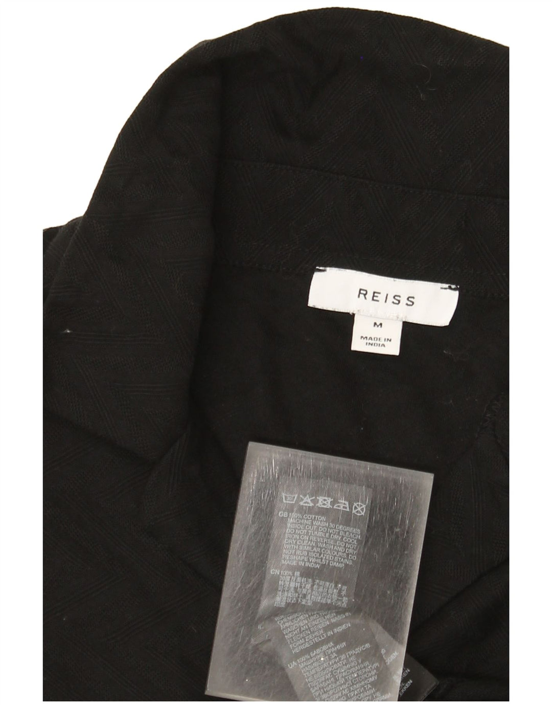 Camicia da uomo Reiss in cotone geometrico nero medio