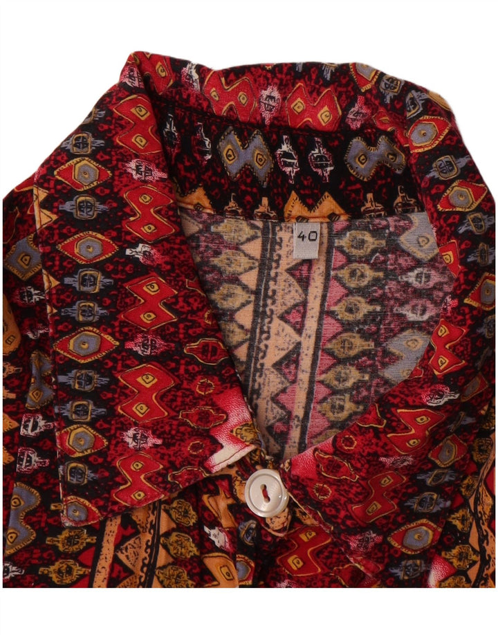 Camicia vintage da donna ampia vestibilità EU 40 media multicolore geometrica
