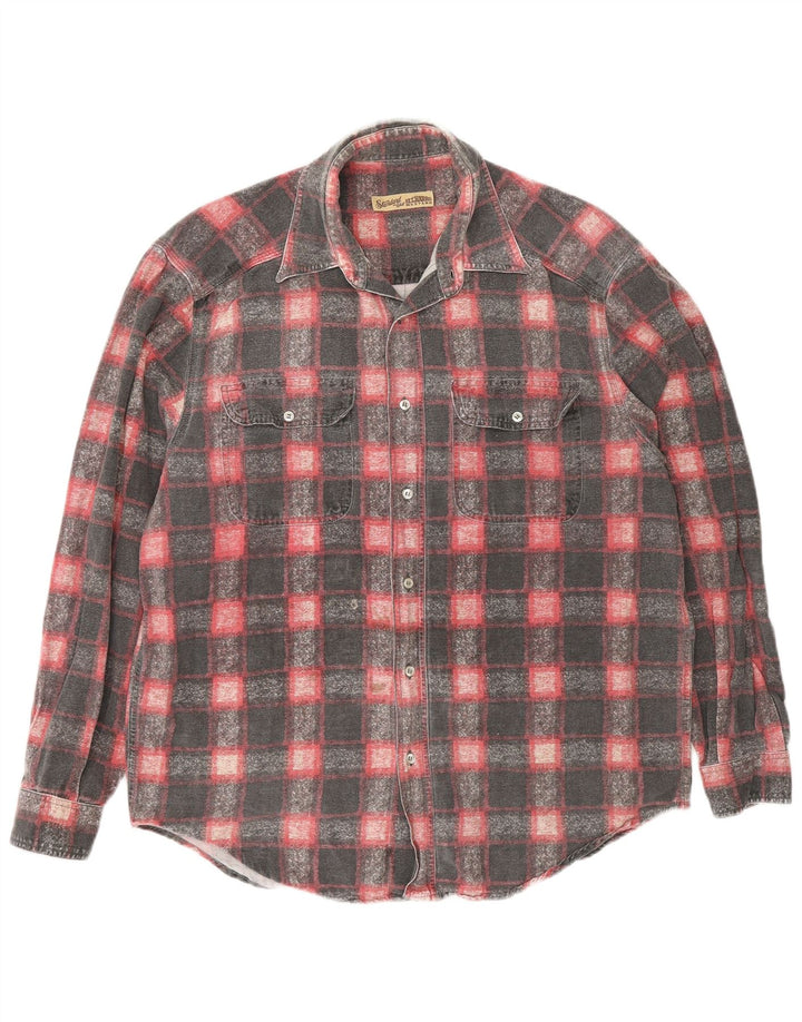 Camicia da uomo in flanella El Charro, cotone a quadri grigi grandi