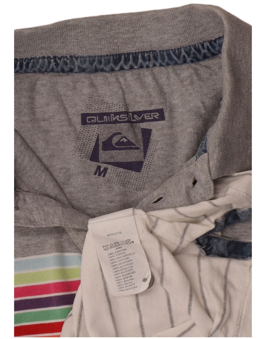 Polo da uomo Quiksilver in cotone a righe grigio medio