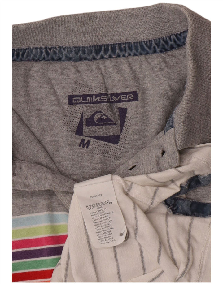 Polo da uomo Quiksilver in cotone a righe grigio medio