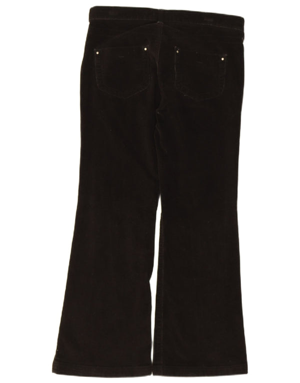 Pantaloni di velluto a coste a vita bassa da donna Marks & Spencer UK 10 piccoli W30 L28 neri