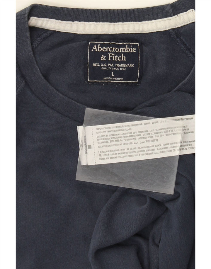 Abercrombie & Fitch Top da uomo a maniche lunghe di grandi dimensioni in cotone blu navy