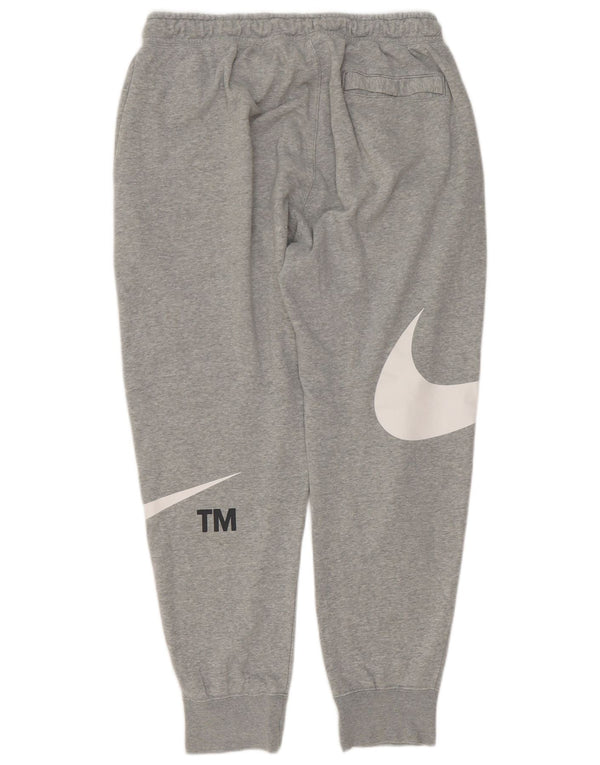 Nike Mens Swoosh Graphic Tracksuit Trousers Joggers XL Grey Flecked Cotton