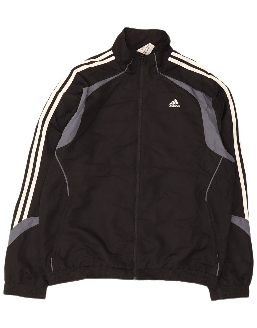 Giacca da tuta da uomo Adidas UK 42/44 Large Nero Colourblock Poliestere