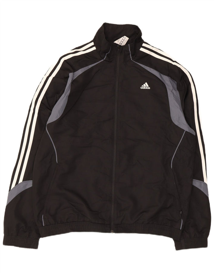 Giacca da tuta da uomo Adidas UK 42/44 Large Nero Colourblock Poliestere