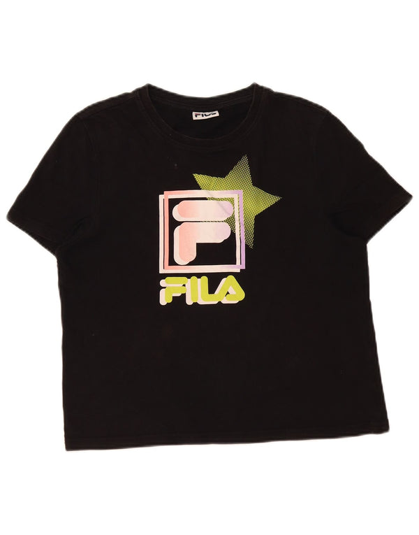 T-shirt grafica corta da donna Fila Top UK 12 cotone nero medio