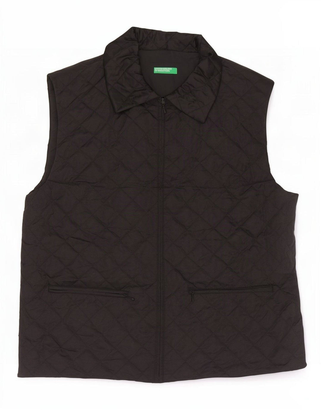 Gilet trapuntato da donna Benetton UK 16 Large Nero in poliammide