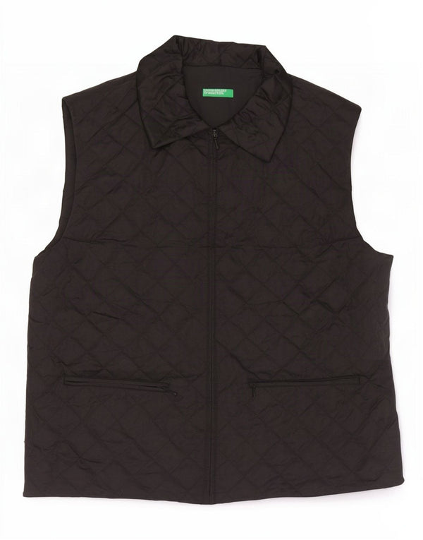 Gilet trapuntato da donna Benetton UK 16 Large Nero in poliammide