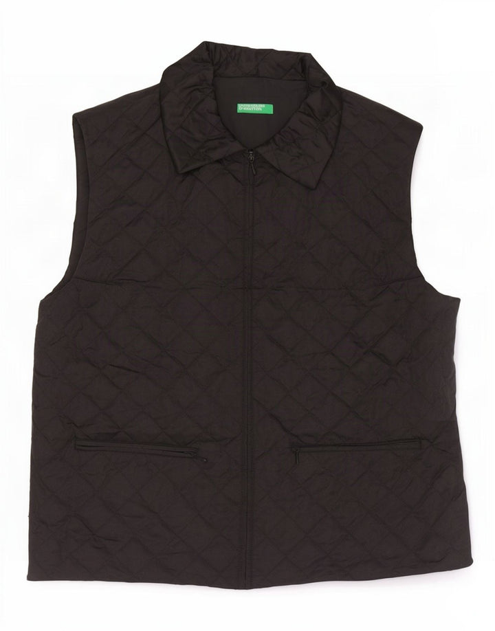 Gilet trapuntato da donna Benetton UK 16 Large Nero in poliammide