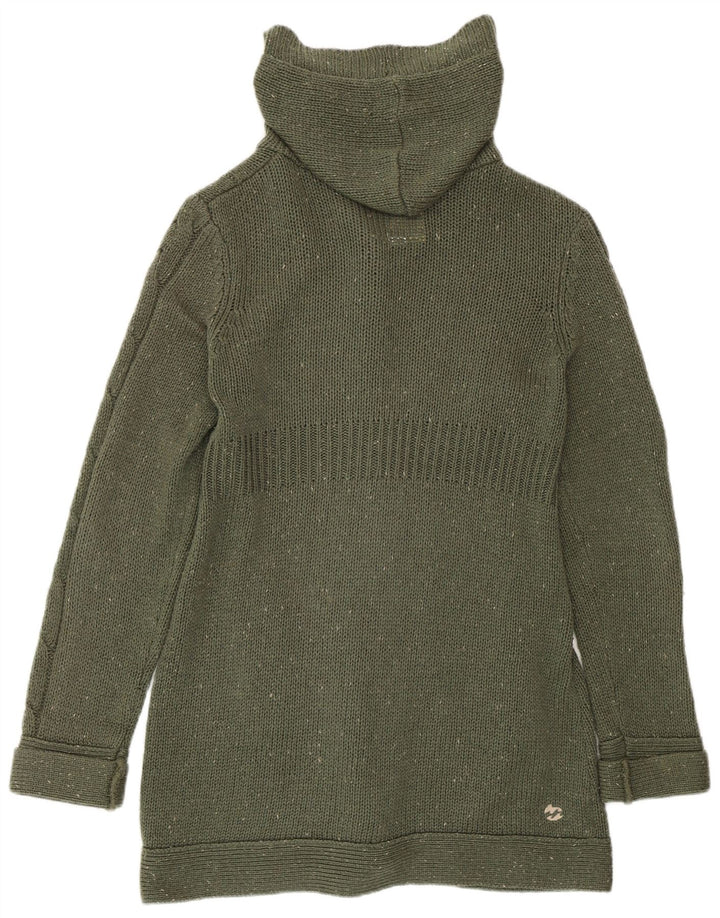 BILLABONG Maglione cardigan lungo da donna UK 14 Grande verde screziato