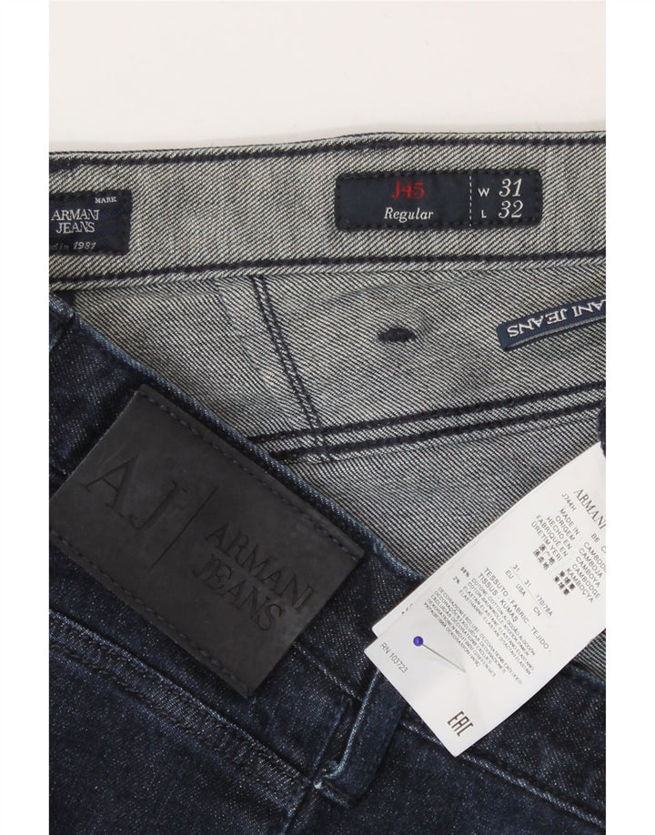 Jeans dritti regolari da donna Armani W31 L27 cotone blu navy