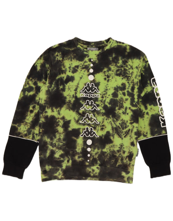 Felpa con grafica Kappa per ragazzi, 11-12 anni, verde tie dye