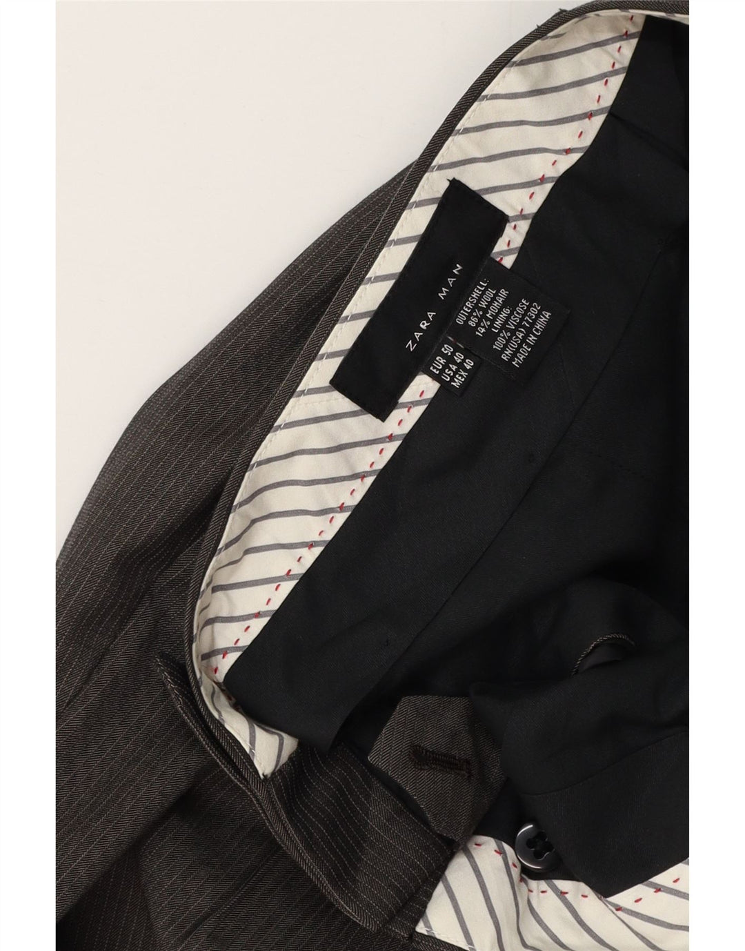 Pantaloni da Abito Dritti da Uomo ZARA W32 L35 Lana Gessata Grigia