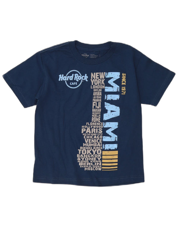 T-shirt grafica da donna Hard Rock Cafe Miami UK 12 medio blu navy