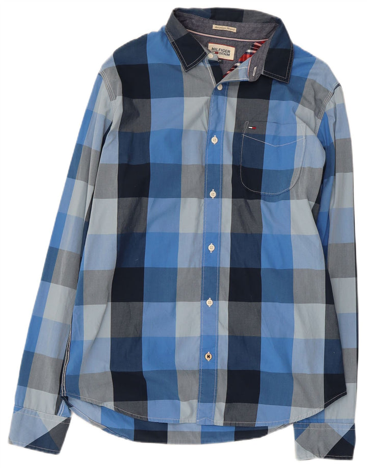 TOMMY HILFIGER Mens Shirt Medium Blue Check Cotton