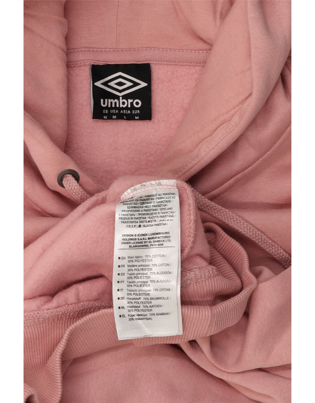 Maglione con cappuccio grafico da uomo Umbro in cotone rosa medio