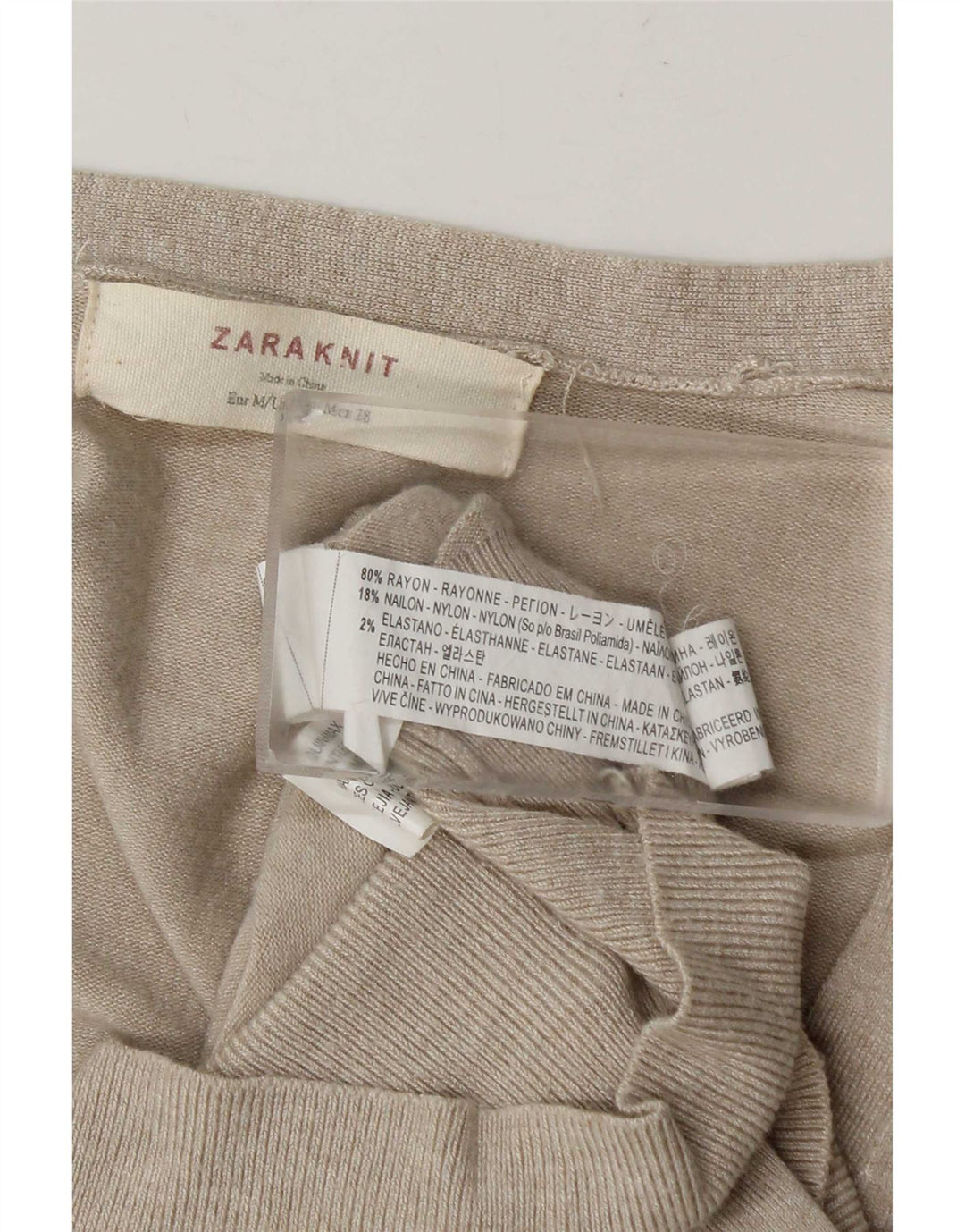 Maglione cardigan da donna Zara UK 14 Rayon beige medio