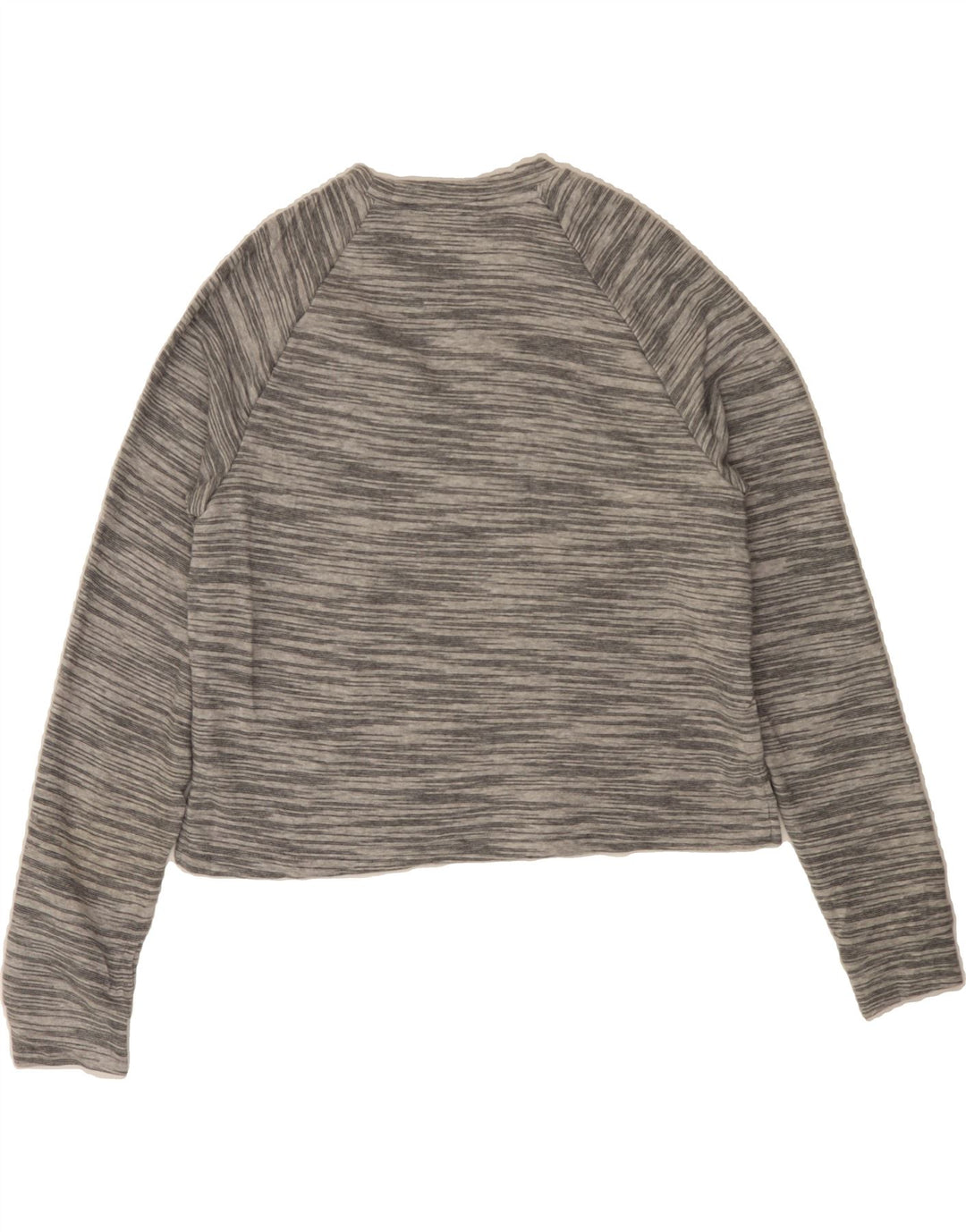 ADIDAS Womens Crop Graphic Sweatshirt Jumper UK 12/14 Medium Grey Flecked Vintage Adidas and Second-Hand Adidas from Messina Hembry 