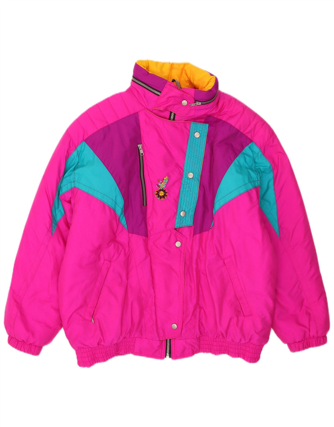 Giacca da sci con cappuccio da donna EU 46 XL Poliammide color block rosa