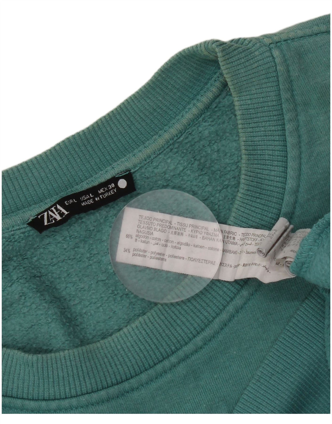 Felpa oversize con grafica da donna Zara UK 16 grande cotone blu