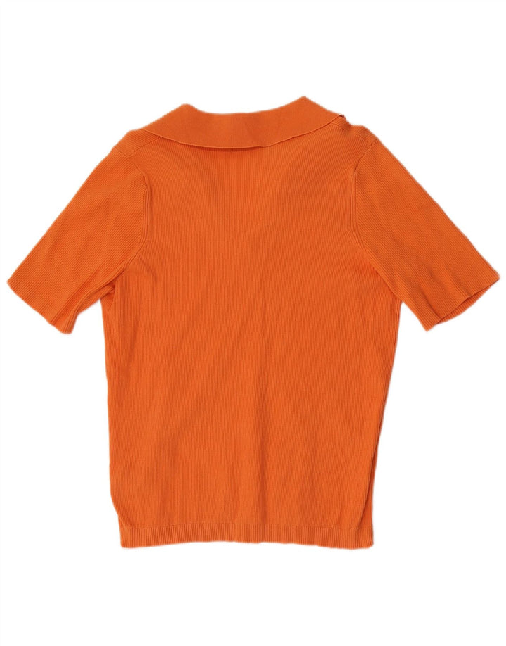 Polo da donna Marks & Spencer UK 16 grande in cotone arancione