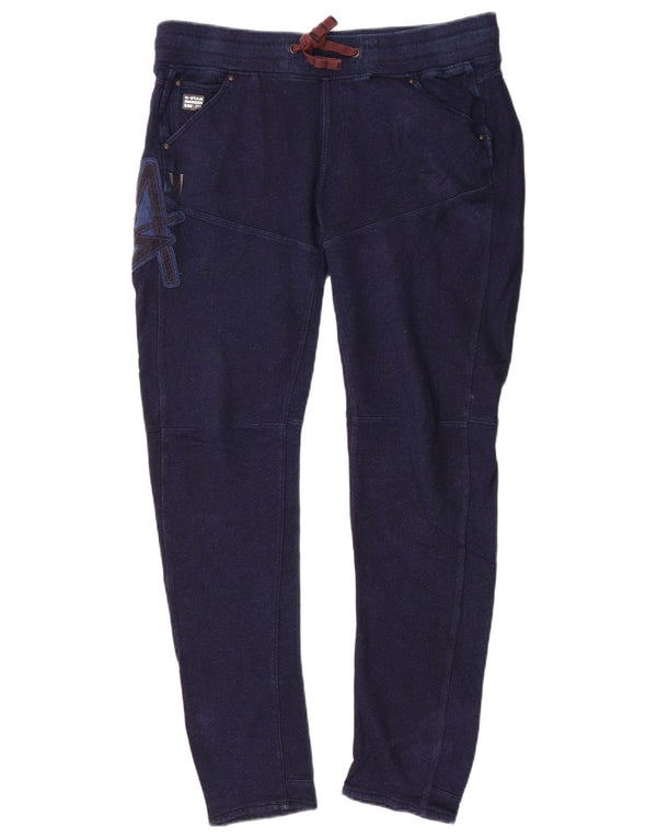 Pantaloni casual slim con grafica da donna G-Star W28 L30 cotone blu navy