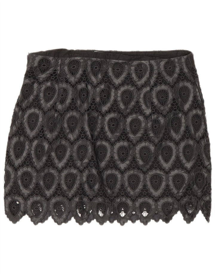 Minigonna da donna Zara grande W30 poliestere geometrico nero