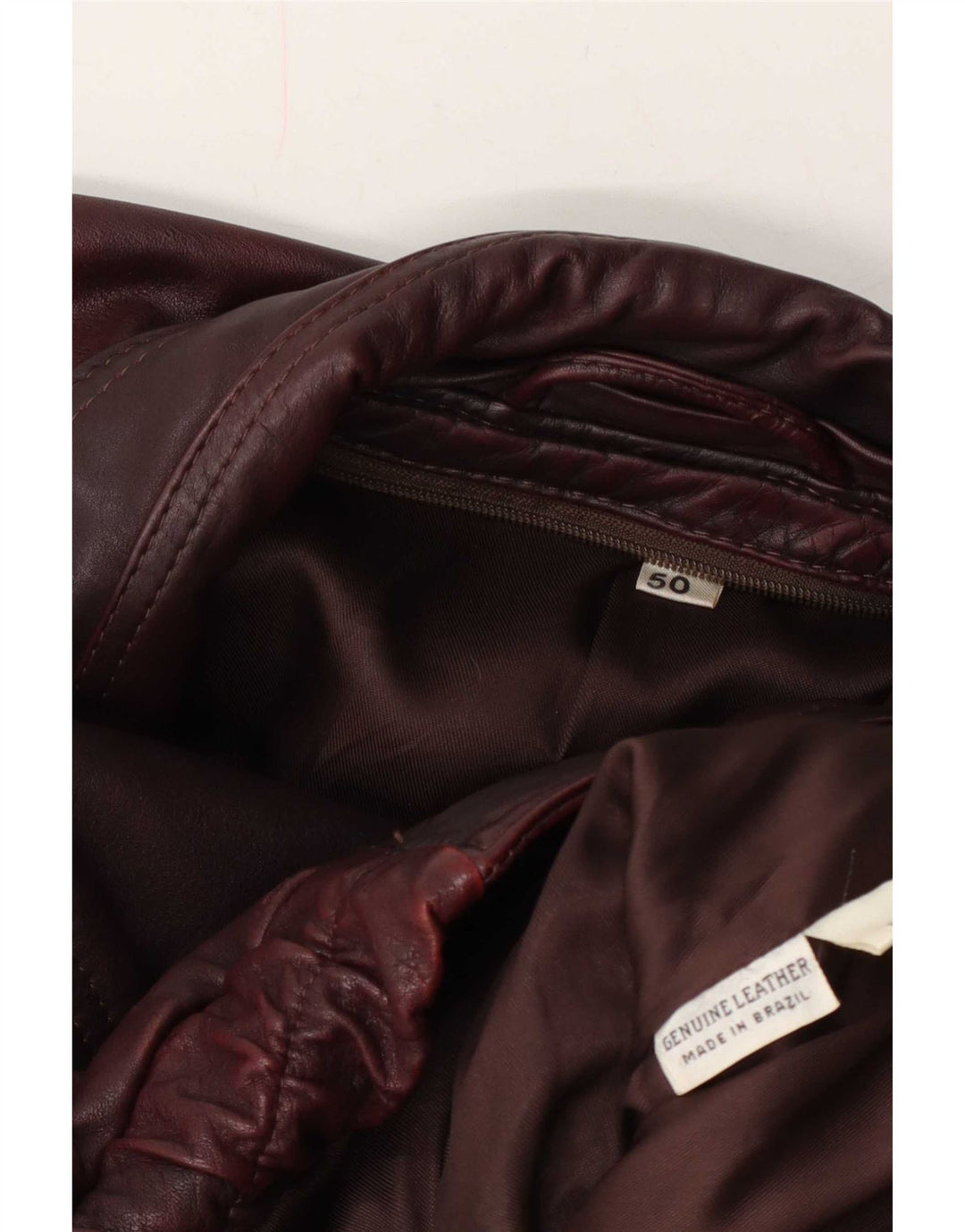 Giacca in pelle vintage da uomo IT 50 grande bordeaux