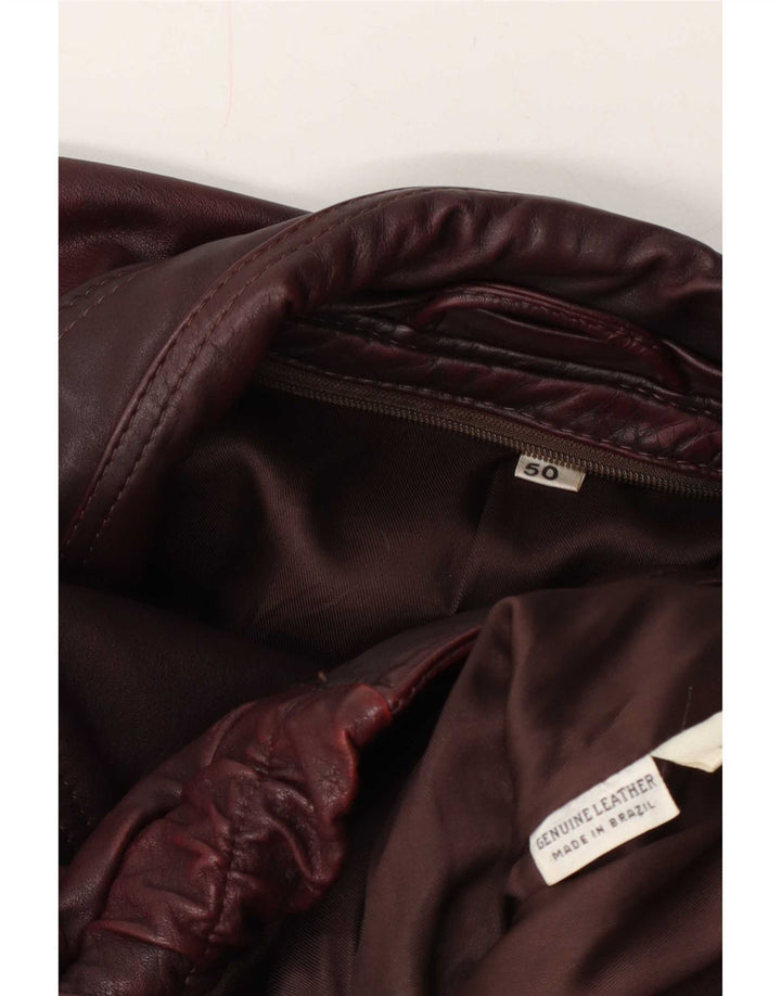 Giacca in pelle vintage da uomo IT 50 grande bordeaux