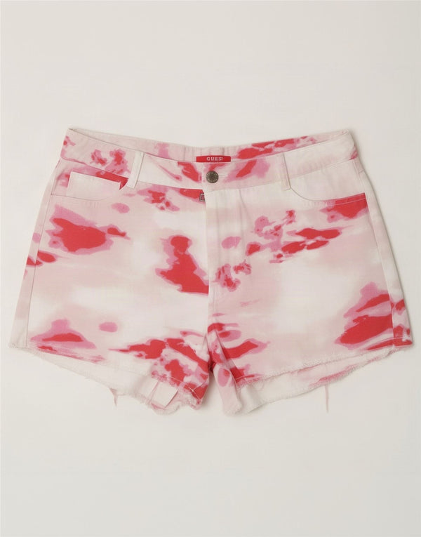 Guess Pantaloni caldi a vita alta da donna UK 6 XS W30 Rosa Tie Dye Cotton
