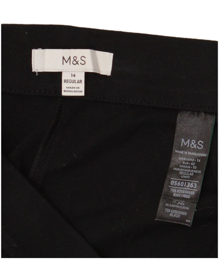 MARKS & SPENCER Pantaloni casual affusolati da donna UK 14 Large W34 L28 Nero