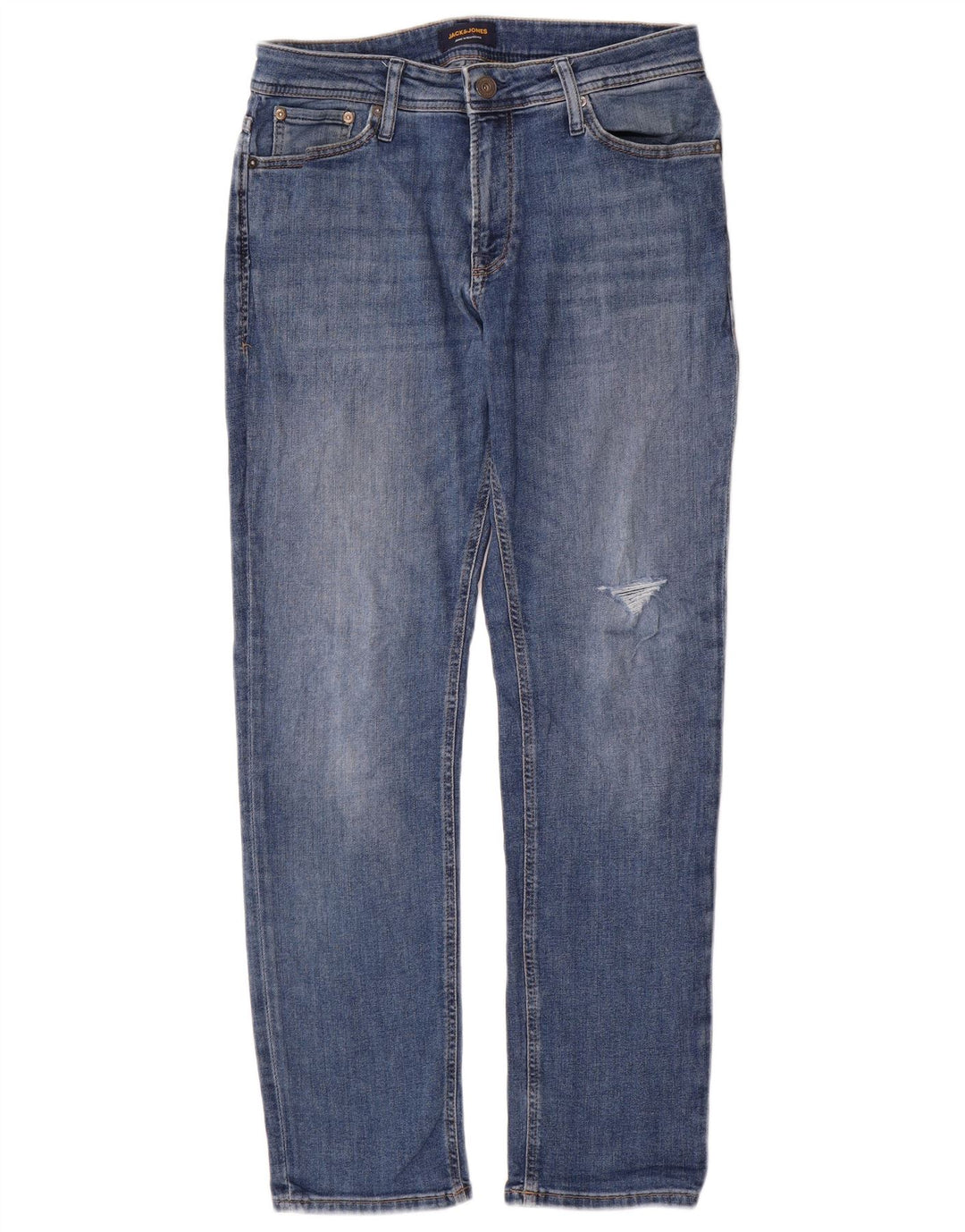 JACK & JONES Mens Straight Jeans W31 L32 Blue Cotton