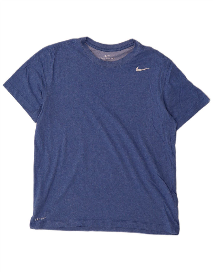 T-shirt Nike Dri Fit da uomo in cotone mélange blu medio