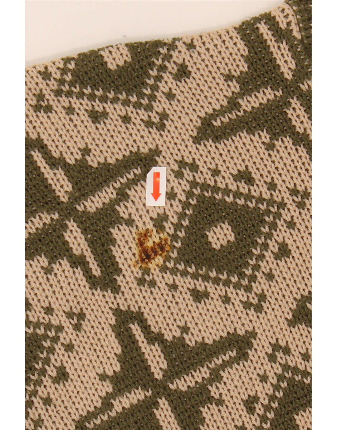 Maglione da donna VINTAGE con scollo a barca IT 46 Large Beige geometrico