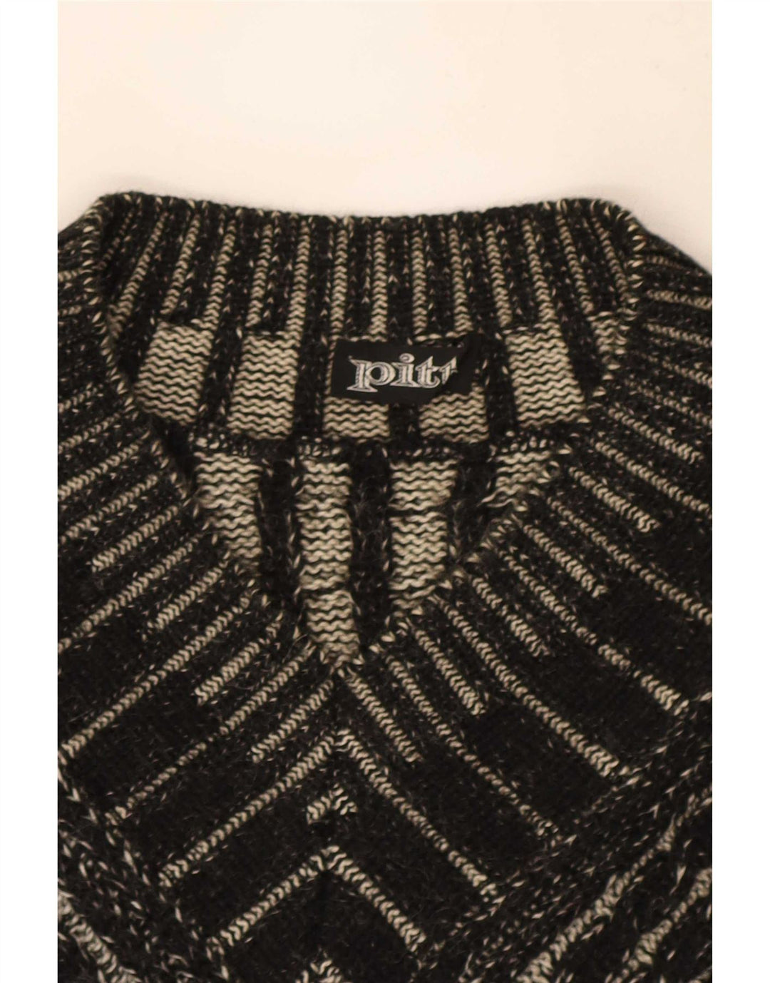 Maglione da uomo con scollo a V Pitti grande nero geometrico