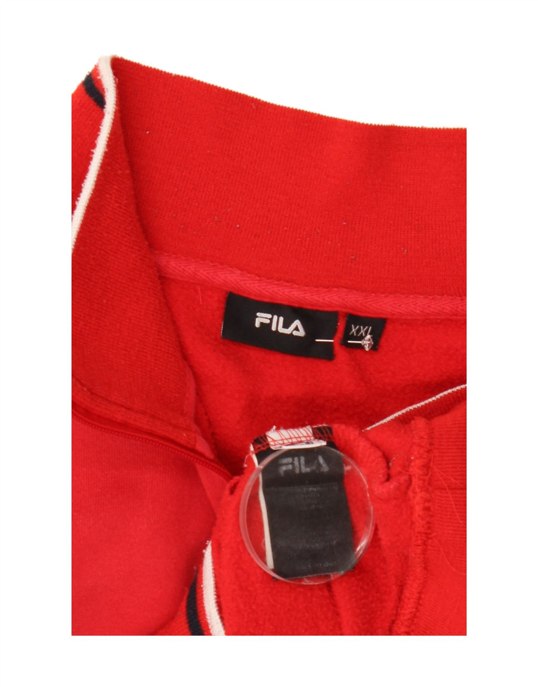 Felpa Fila da uomo con grafica con zip e collo, maglione 2XL, cotone rosso