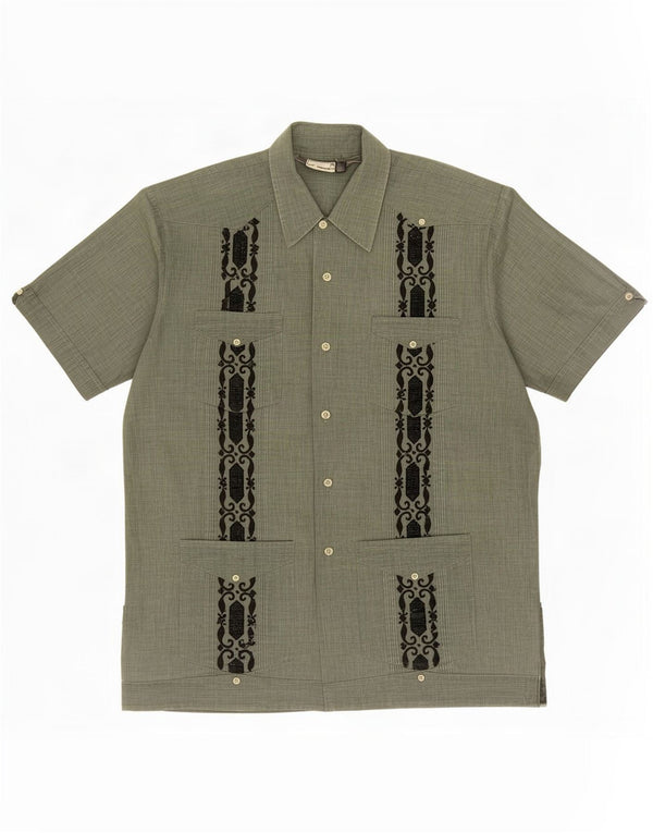Camicia a maniche corte da uomo Romani grande poliestere verde Paisley