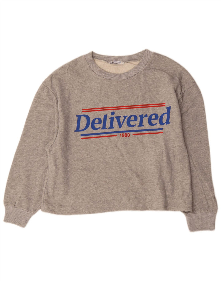Felpa oversize grafica da donna Zara UK 10 piccola grigia chiazzata