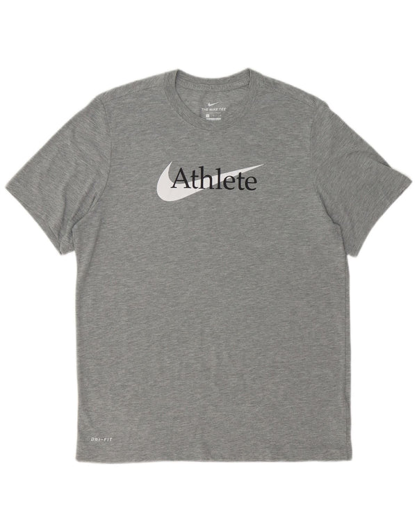 NIKE T-shirt grafica da uomo Dri Fit Top grande in poliestere grigio