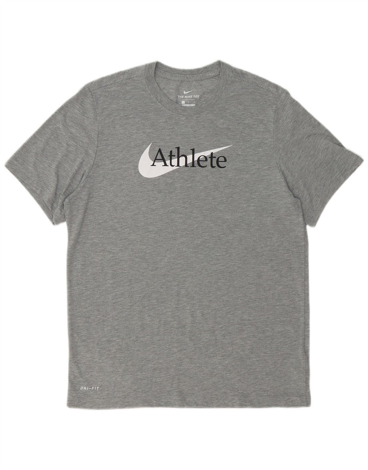 NIKE T-shirt grafica da uomo Dri Fit Top grande in poliestere grigio